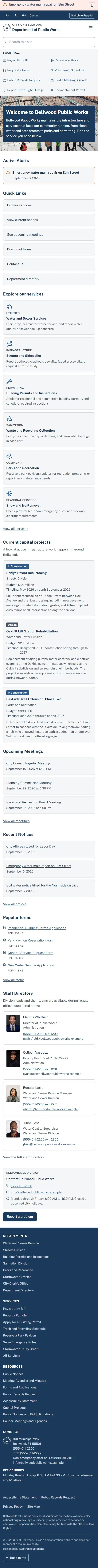 Bellwood Public Works mobile website preview